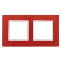ЭРА Elegance Красный+Белый Рамка 2-местная стекло 14-5102-23
