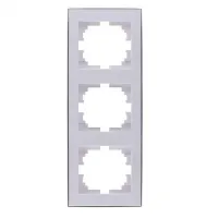 Рамка 3-местная Lezard Rain Белый вертикальная с боковой вставкой хром 703-0225-153