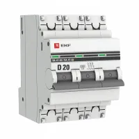 Автоматический выключатель EKF PROxima 3P 20А (D) 6кА, mcb4763-6-3-20D-pro