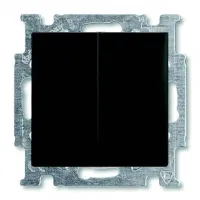 Выключатель 2-клавишный ABB BASIC55, с подсветкой, скрытый монтаж, château-black, 2CKA001012A2178