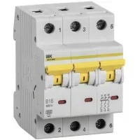 Автоматический выключатель IEK ВА47-60М 3P 16А (B) 6кА, MVA31-3-016-B