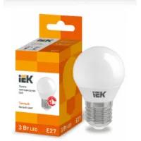 Лампа светодиодная IEK G45 (Шар) 3Вт 230В 3000К E27, LLE-G45-3-230-30-E27