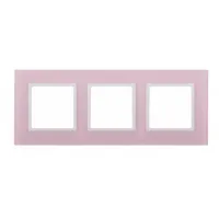 Рамка 3-местная стекло Эра Elegance, Розовый, Б0034520