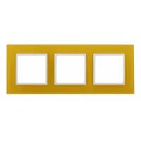 ЭРА Elegance Жёлтый+Белый Рамка 3-местная стекло 14-5103-21