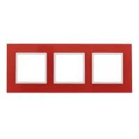 ЭРА Elegance Красный+Белый Рамка 3-местная стекло 14-5103-23