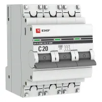 Автоматический выключатель EKF PROxima 3P 20А (C) 6кА, mcb4763m-6-3-20C-pro