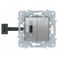 Розетка HDMI Schneider Electric UNICA NEW, алюминий, NU543030