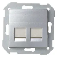 Адаптер на 2xRJ45 Simon SIMON 82, скрытый монтаж, со шторками, алюминий, 82006-33