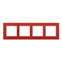 ЭРА Elegance Красный+Белый Рамка 4-местная стекло 14-5104-23