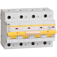 Автоматический выключатель IEK ВА 47-100 4P 80А (C) 10кА, MVA40-4-080-C