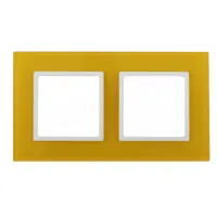 ЭРА Elegance Жёлтый+Белый Рамка 2-местная стекло 14-5102-21