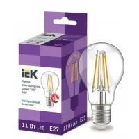 Лампа филаментная светодиодная IEK A60 11Вт 230В 4000К E27, LLF-A60-11-230-40-E27-CL