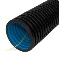 Труба гибкая двустенная д. 50мм, с/з цвет черный, ПНД для открытой прокладки, SN13, ПВ-0, УФ DKC 151