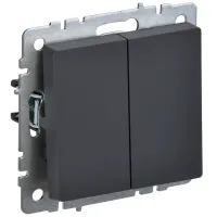 Выключатель двухклавишный проходной IEK BRITE 10А ВС10-2-6-БрГ графит, BR-V22-0-10-K53