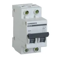 Автоматический выключатель IEK GENERICA 2P 25А (C) 4.5кА, MVA25-2-025-C