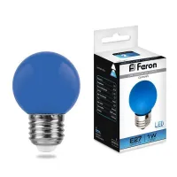 Лампа светодиодная шарик Feron LB-37 1W 230V E27 синий