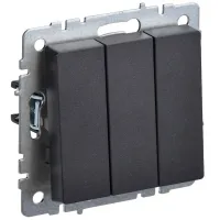 Выключатель трехклавишный IEK BRITE 10А ВС10-3-0-БрЧ черный, BR-V30-0-10-K02