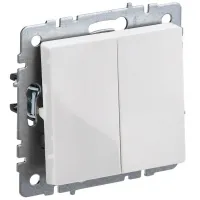Выключатель двухклавишный проходной IEK BRITE 10А ВС10-2-6-БрБ белый, BR-V22-0-10-K01