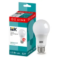 Лампа МО светодиодная низковольтная IEK A60 12Вт 12-24В 4000К E27, LLE-A60-12-12-24-40-E27
