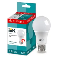 Лампа МО светодиодная низковольтная IEK A60 8Вт 12-24В 4000К E27, LLE-A60-08-12-24-40-E27
