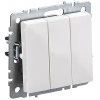 Выключатель трехклавишный IEK BRITE 10А ВС10-3-0-БрБ белый, BR-V30-0-10-K01