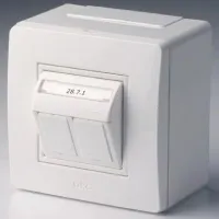 Коробка в сборе с 2 розетками RJ45, кат.5е (телефон / компьютер), белая