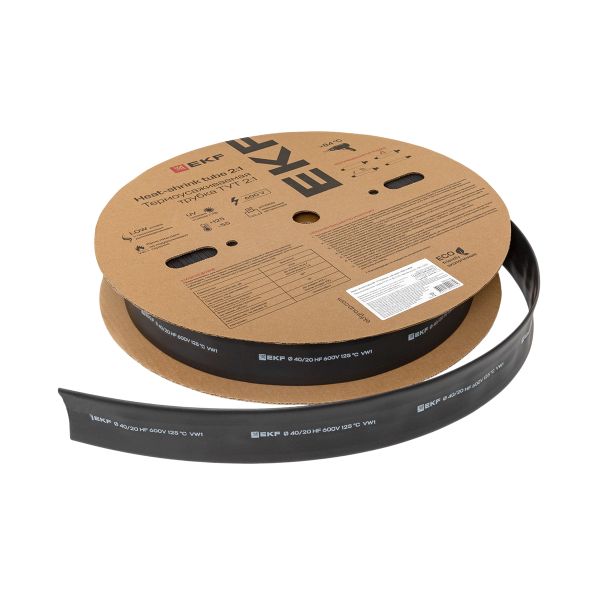 Термоусаживаемая трубка ТУТ нг 40/20 черная рулон EKF PROxima