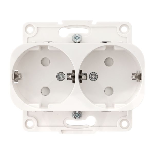 Стокгольм Механизм Розетки 2-местной с/з 16А автоматические клеммы белый с защ. штор. EKF PROxima