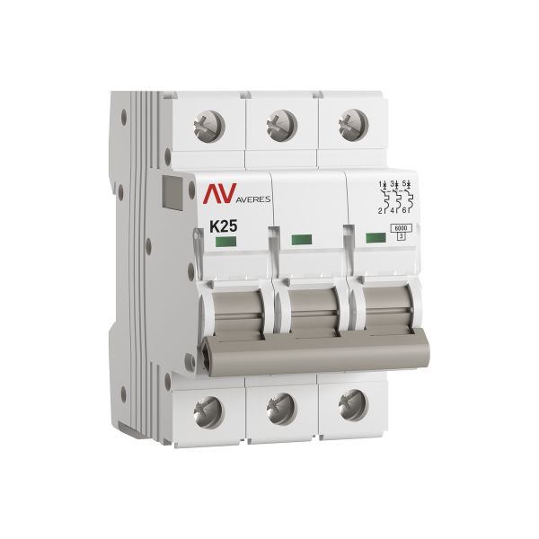 Выключатель автоматический AV-6 3P 25A (K) 6kA EKF AVERES