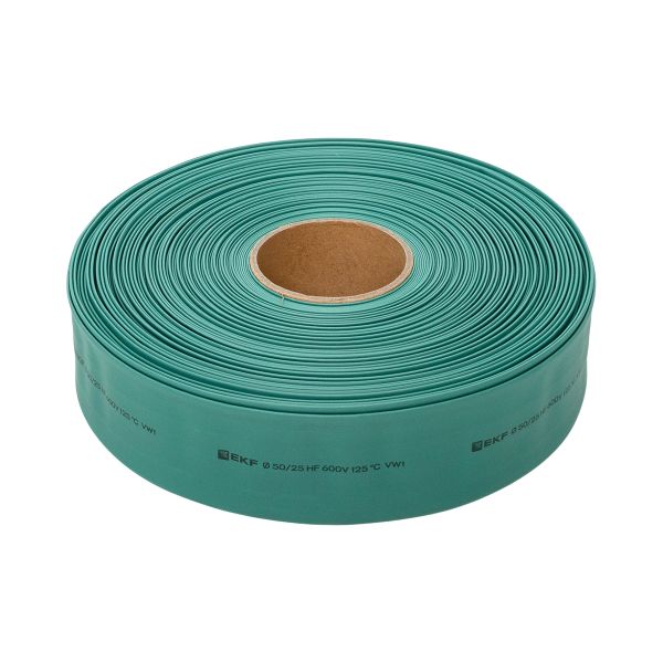 Термоусаживаемая трубка ТУТ нг 50/25 зелёная рулон EKF PROxima