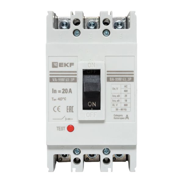 Выключатель автоматический ВА-99М 63/20А 3P 25кА EKF