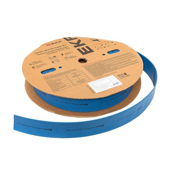 Термоусаживаемая трубка ТУТ нг 40/20 синяя рулон EKF PROxima