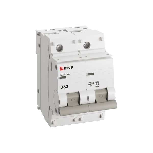 Автоматический выключатель ВА 47-100M 2P 63А (D) 10kA без теплового расцепителя EKF PROXIMA