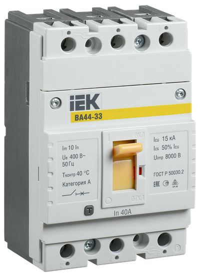 Выключатель автоматический ВА44-33 3Р 40А 15кА IEK