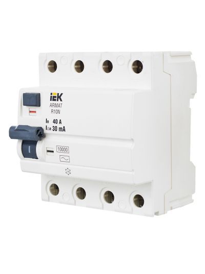 ARMAT Выключатель дифференциального тока R10N 4P 40А 30мА тип A IEK