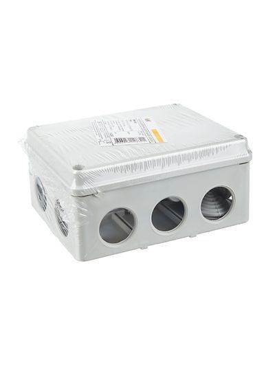 Коробка распаячная КМ41242 для открытой проводки безгалогенная (HF) 150х110х70мм IP55 10 гермовводов серая IEK