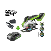 Угловая мини-шлифмашина GreenWorks GD24UCS, 24V, б/щет, 20000 об/мин,76 мм, рез 18 мм, 1x2Ач, ЗУ, ко