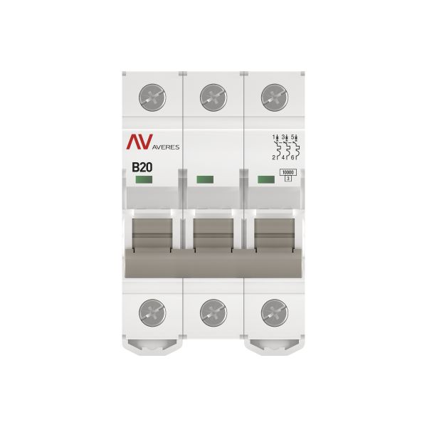 Выключатель автоматический AV-10 3P 20A (B) 10kA EKF AVERES