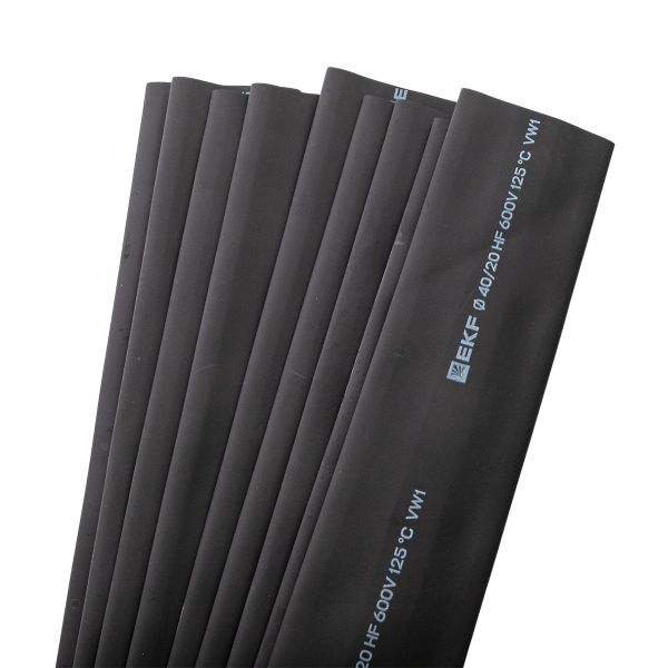Термоусаживаемая трубка ТУТ нг 40/20 черная в отрезках по 1м EKF PROxima