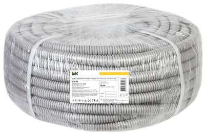 ELASTA Труба гофрированная ПВХ легкая d=25мм с зондом серая (50м) IEK