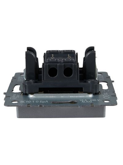 BRITE Выключатель 1-клавишный 10А ВС10-1-0-БрА алюминий IEK