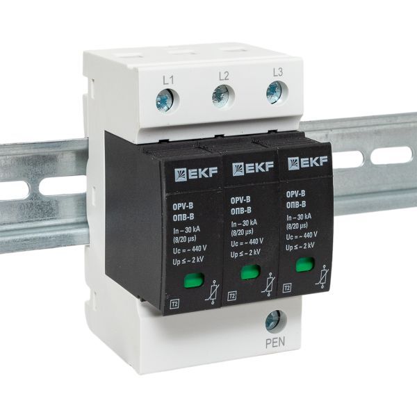 Ограничитель импульсных напряжений ОПВ-B/3P In 30кА 440В с сигн. EKF PROxima