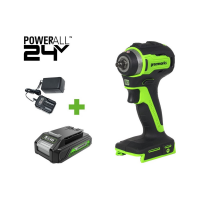 Гайковерт ударный GreenWorks G24IW200, 24V, б/щет, 0-2400об/мин, 3200уд/мин, 3/8'', 200Нм, 1x2Ач, ЗУ