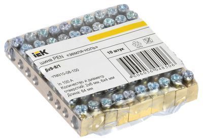 Шина PEN "земля-ноль" 6х9мм 8/1 (8групп/крепеж по центру) IEK