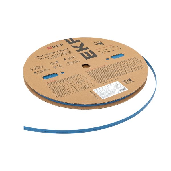 Термоусаживаемая трубка ТУТ нг 8/4 синяя рулон EKF PROxima