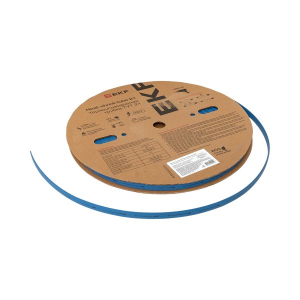 Термоусаживаемая трубка ТУТ нг 10/5 синяя рулон EKF PROxima