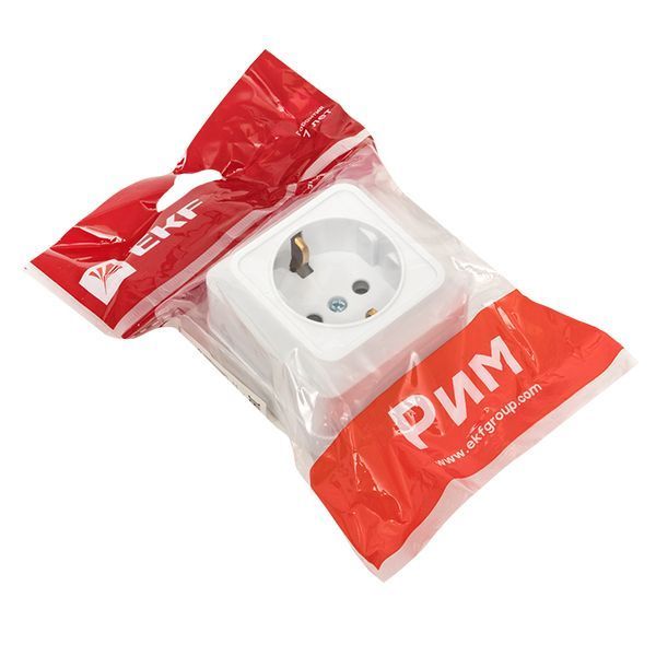 Рим Розетка 1-местная 16А с заземлением белая EKF