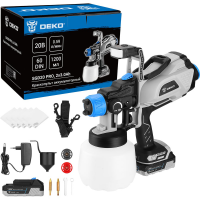 Краскопульт аккумуляторный DEKO SGD20 PRO, 20В, 1200 мл, 2x3.0Ач 085-1337