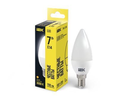 Лампа светодиодная C35 свеча 7Вт 230В 3000К E14 IEK
