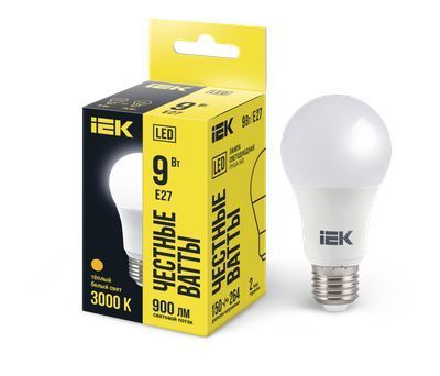 Лампа светодиодная A60 груша 9Вт 230В 3000К E27 IEK